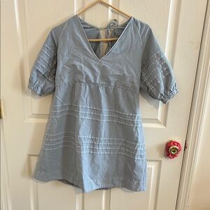 7 For All Mankind Chambray V Neck Tie Sundress